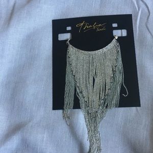 SILVER-CRYSTAL FRINGED NECKLACE